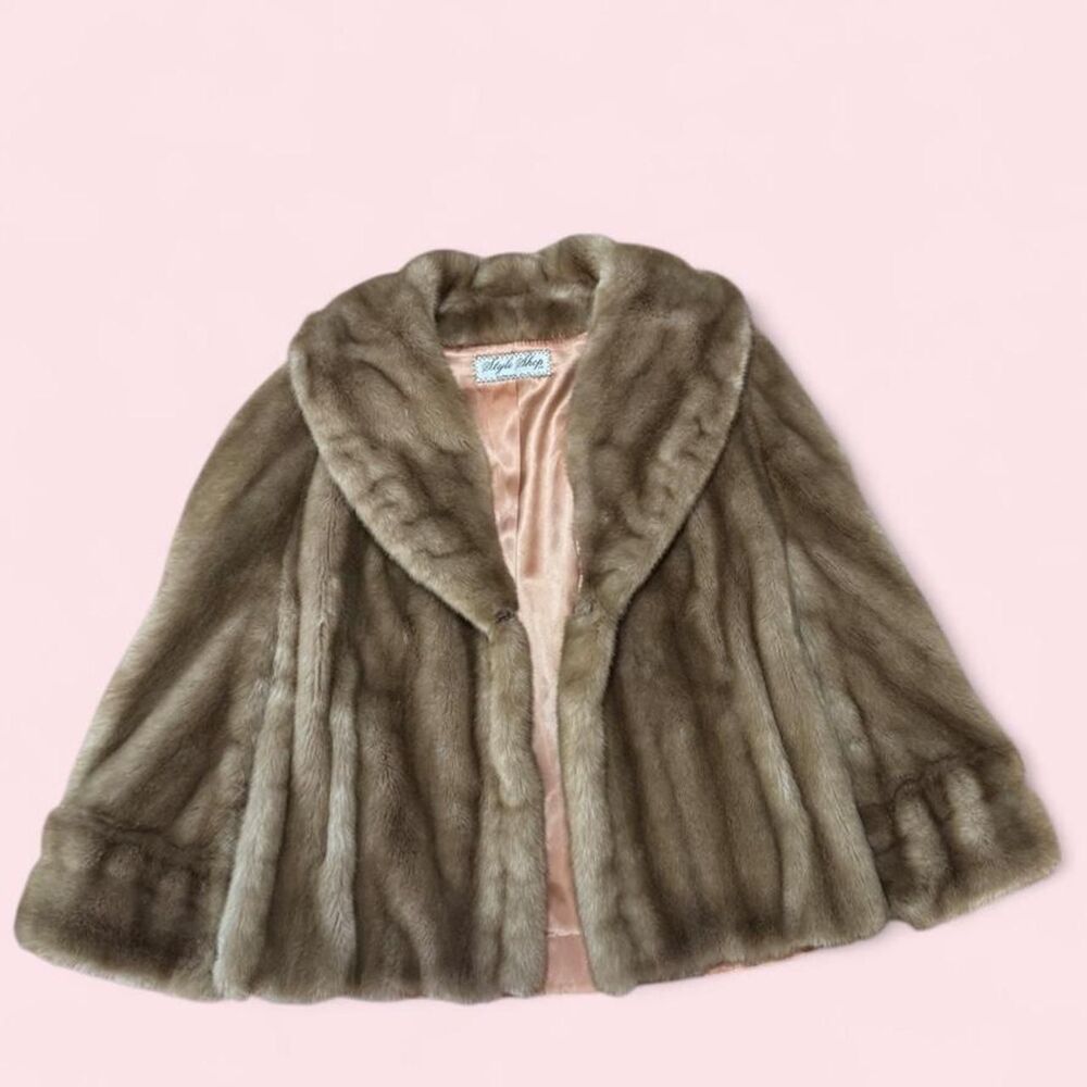 Vintage 50s 60s Tissavel France Faux Fur Capelet Stole - Mob Wife
